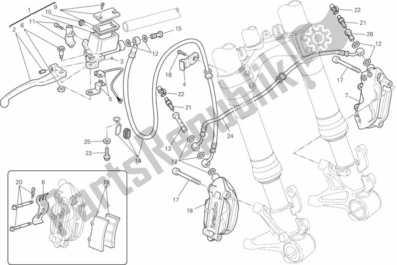 Tutte le parti per il Sistema Frenante Anteriore del Ducati Monster 795 EU Thailand 2014